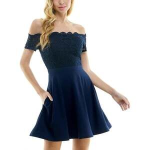 NWT Navy Off-Shoulder City Studio Dress Junior Size 11 Mini Party Glamour